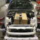 Test-fitting how the batteries will fit into the front of the car.